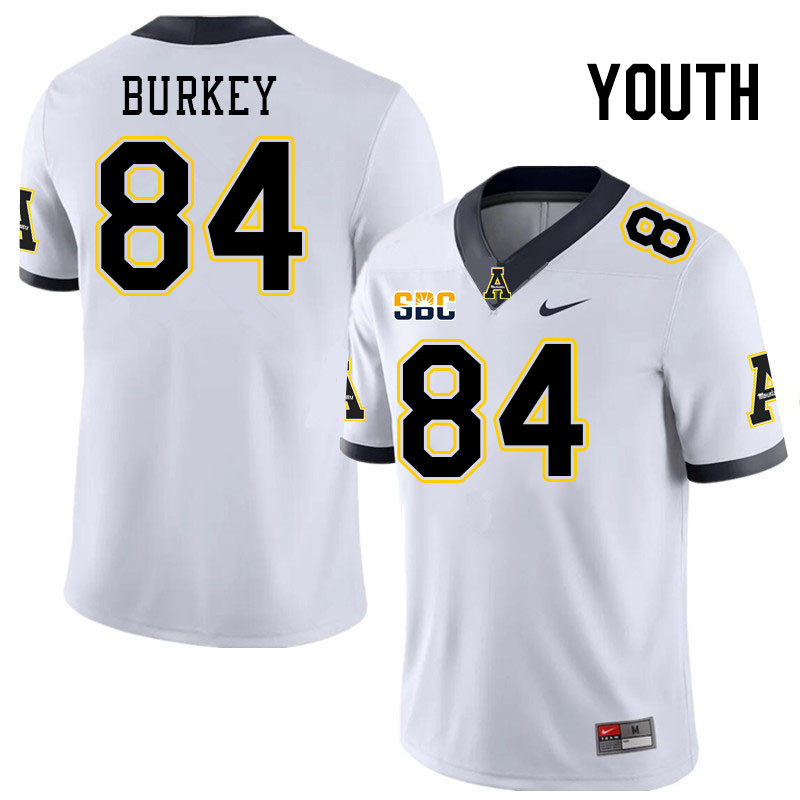 Youth #84 Ayden Burkey Appalachian State Mountaineers College Football Jerseys Stitched Sale-White - Click Image to Close